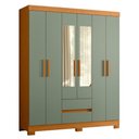 Ver imagem 5 de Guarda-Roupa Olímpia 6 Portas Espelhado Cinamomo/Sálvia