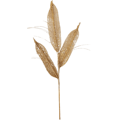 Galho Decorativo Renda e Silicone Dourado 70cm