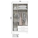 Ver imagem 6 de Guarda Roupa Solteiro Açaí 3 Portas e 2 Gavetas Branco com Espelho - Móveis Henn