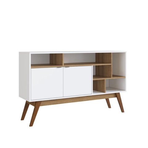 Aparador com 2 Portas e 6 Nichos Branco Mel