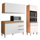 Ver imagem 1 de Conjunto Kit Cozinha Compacta Balcão sem Tampo e Aéreo 120cm e Armário Torre Quente Ajl Móveis