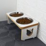 Comedouro Elevado Pet Duplo Gato Mdf Linha Básica - Branco - 5