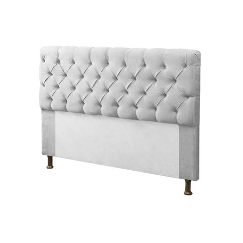 Cabeceira para Cama Box King 195cm Mirage c/ Capitonê Suede Branco - LM DECOR