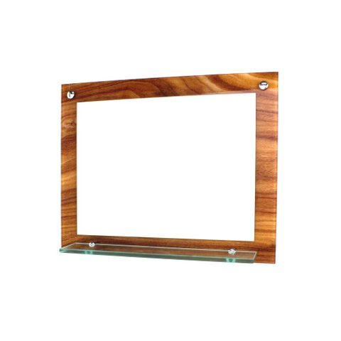 ESPELHO PARA BANHEIRO COM PRATELEIRA 50CM X 40CM MADEIRA NOGUEIRA