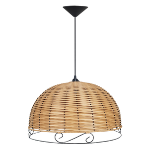 Trio De Pendentes Lustres Junco Cor Natural Meia Esfera 60cm