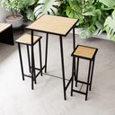 Ver imagem 1 de Conjunto Mesa Bar Bistrô Pinus Alta Industrial Black 2 Bancos Don Castro Decor