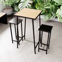 Ver imagem 2 de Conjunto Mesa Bar Bistrô Pinus Alta Industrial Black 2 Bancos Don Castro Decor