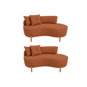 Kit 02 Sofá Orgânico 2 Lugares C/2 Almofadas Curvo Sala Recepção Boucle Terracota - Montanaris Decor