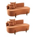 Ver imagem 2 de Kit 02 Sofá Orgânico 2 Lugares c/2 Almofadas Curvo Sala Recepção Boucle Terracota - Montanaris Decor