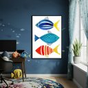 Ver imagem 2 de Quadro Decor Arte de Peixes Coloridos 70x50cm Mold Branca