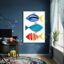 Ver imagem 1 de Quadro Decor Arte de Peixes Coloridos 70x50cm Mold Branca