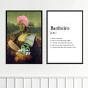Ver imagem 1 de Kit 2 Quadros Divertidos Banheiro - Monalisa 33x24cm - com Vidro:moldura Preta