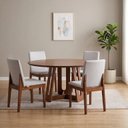 Ver imagem 1 de Conjunto de Sala de Jantar Redonda 4 Lugares em Madeira Maciça Cecília Marrom
