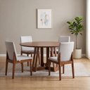 Ver imagem 1 de Conjunto de Sala de Jantar Redonda 4 Lugares em Madeira Maciça Cecília Marrom