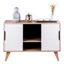 Ver imagem 1 de Buffet Aparador Murano Moderno 2 Portas MDP 115cm Carvalho e Branco Mercado Das Prateleiras