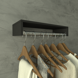 Cabideiro de Parede Preto 60cm Arara de Roupas Quarto Closet - Rufatto Decorações - 3