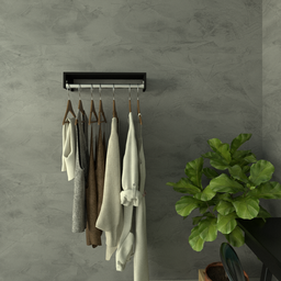 Cabideiro de Parede Preto 60cm Arara de Roupas Quarto Closet - Rufatto Decorações - 4