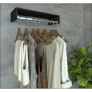 Cabideiro de Parede Preto 60cm Arara de Roupas Quarto Closet - Rufatto Decorações
