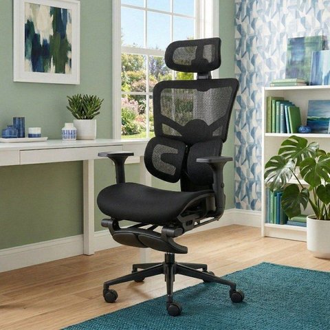 Cadeira de Escritório Ergonômica Giratória com Apoio de Pés Electra Preto