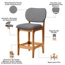 Ver imagem 6 de Kit 5 Banquetas Baixa Bar Cozinha e Sala de Jantar Fixa Betta Imbuia Linho Cinza Escuro - Lyam Decor