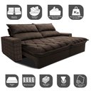 Ver imagem 3 de Sofá Retrátil e Reclinável 2,75m Molas Ensacadas Cama inBox Elegance com ThermoGel Velusoft Caf