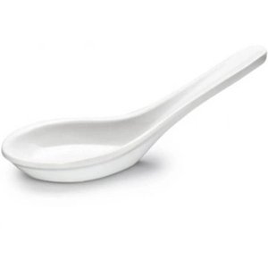 Colher de Sopa Chinesa Comida Asiática Melamina Branca 10ml Alça Longa Haus Concept