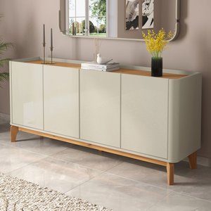 Buffet Aparador Flip 1,80 4 Portas Sala - 3 Cores:off White-cinamomo