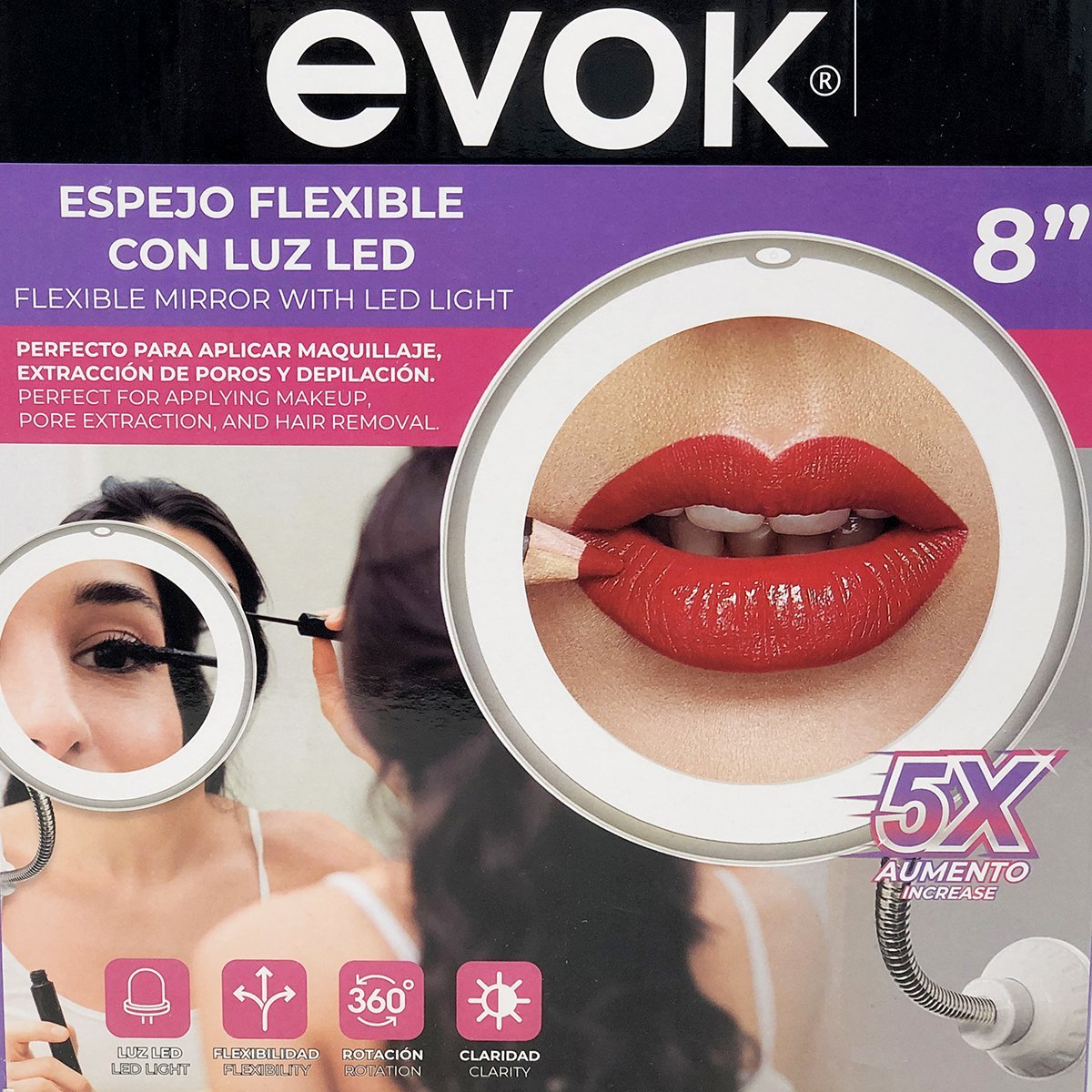Espelho Camarim Redondo com Luz de Led para Closet e Banheiros Preparação de Maquiagem Make-up Evok - 4