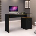 Ver imagem 2 de Escrivaninha Office Versátil Quarto Escritório Preto Freijó