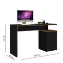 Ver imagem 3 de Escrivaninha Office Versátil Quarto Escritório Preto Freijó