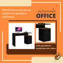 Ver imagem 4 de Escrivaninha Office Versátil Quarto Escritório Preto Freijó
