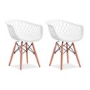 Ver imagem 1 de Kit com 2 Cadeiras Web Brancas com Pés de Madeira Design Moderno e Confortável