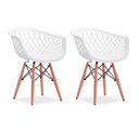 Ver imagem 1 de Kit com 2 Cadeiras Web Brancas com Pés de Madeira Design Moderno e Confortável
