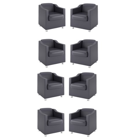 Kit 8 Poltronas Tilla para Salão Recepção – Balaqui Decor Cor:Courino Cinza