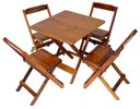 Ver imagem 1 de Conjunto Mesa com 4 Cadeiras Madeira 70x70 Dobráveis na Cor Mel