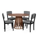 Ver imagem 1 de Mesa de Jantar Redonda Gabi Noronha com 4 Cadeiras Estofadas Ella Preto/cinza Escuro
