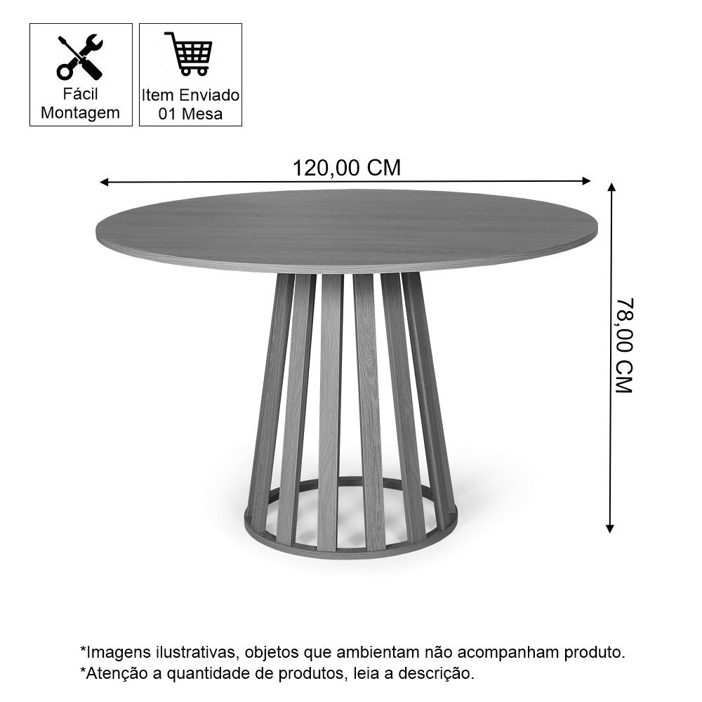 Mesa de Jantar Redonda Gabi Noronha com 4 Cadeiras Estofadas Ella Preto/cinza Escuro - 3