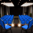 Ver imagem 2 de Kit 6 Cadeiras Hoteleiras Auditório Empilhável Sintético M23 Azul - Mpozenato