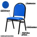 Ver imagem 3 de Kit 6 Cadeiras Hoteleiras Auditório Empilhável Sintético M23 Azul - Mpozenato