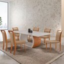 Ver imagem 1 de Mesa Ellis 180cm Tampo Laqueado com Vidro com 6 Cadeiras Munique