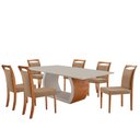 Ver imagem 2 de Mesa Ellis 180cm Tampo Laqueado com Vidro com 6 Cadeiras Munique