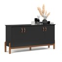 Ver imagem 7 de Buffet Aparador Balcão com Puxador em Couro para Sala Jantar Estar 4 Portas Sonetto - Preto