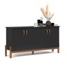 Buffet Aparador Balcão com Puxador em Couro para Sala Jantar Estar 4 Portas Sonetto - Preto - 7