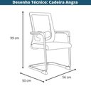 Ver imagem 5 de Kit 4 Cadeiras de Escritório Locutor Avila Tela Mesh Cinza Polipropileno Branco Base Fixa Cromada