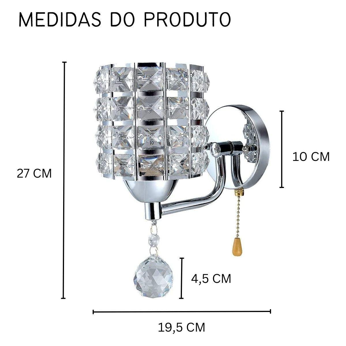 Arandela Luminária Parede Decorativo Cristal Moderna Luxuosa - 2