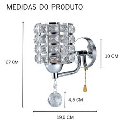 Arandela Luminária Parede Decorativo Cristal Moderna Luxuosa - 2