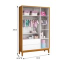 Ver imagem 3 de Dormitório Infantil Classic 3 Portas, Cômoda 1 Porta e Berço Branco/Savana com Pés Amadeirado -