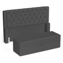 Ver imagem 1 de Cabeceira e Calçadeira Báu King Size Atena 195cm Capitonê Suede Cinza - Desk Design