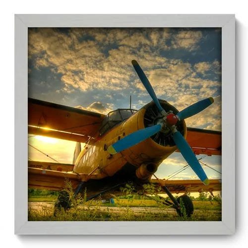 Quadro Decorativo - Avião - 33cm x 33cm - 004qndbb - 1