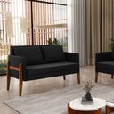 Ver imagem 2 de Namoradeira 2 Lugares Lana Suede Preto Base de Madeira - D’Rossi